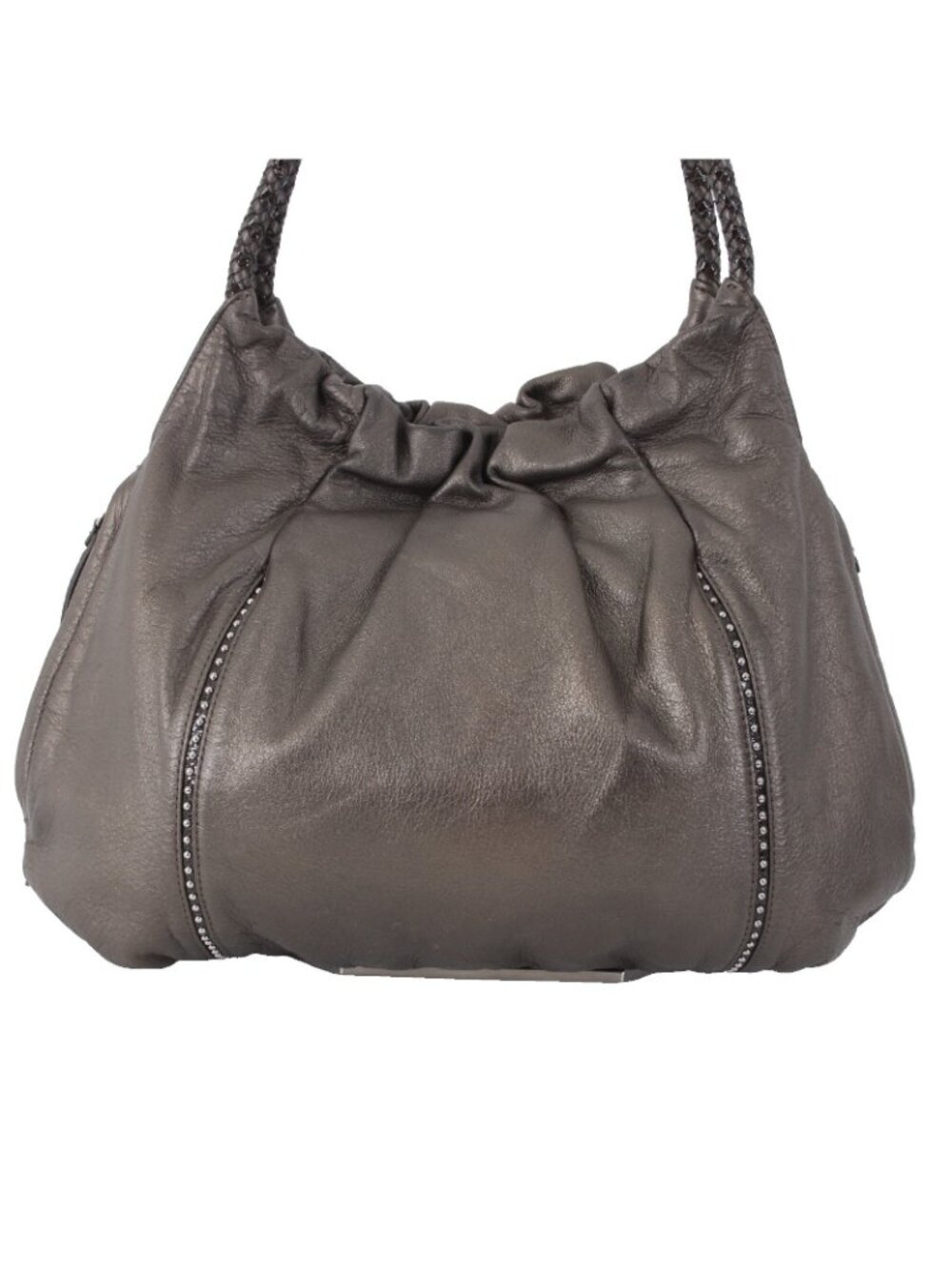 Brighton Purse 12 x 16 x 2 Brown Metallic Silver Studs Double Handles Leather - Picture 2 of 6